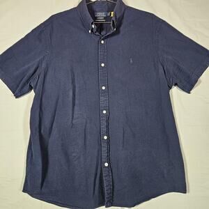 Polo Ralph Lauren Shirt Mens XL Blue Short Sleeve Button Down RL Untucked Fit